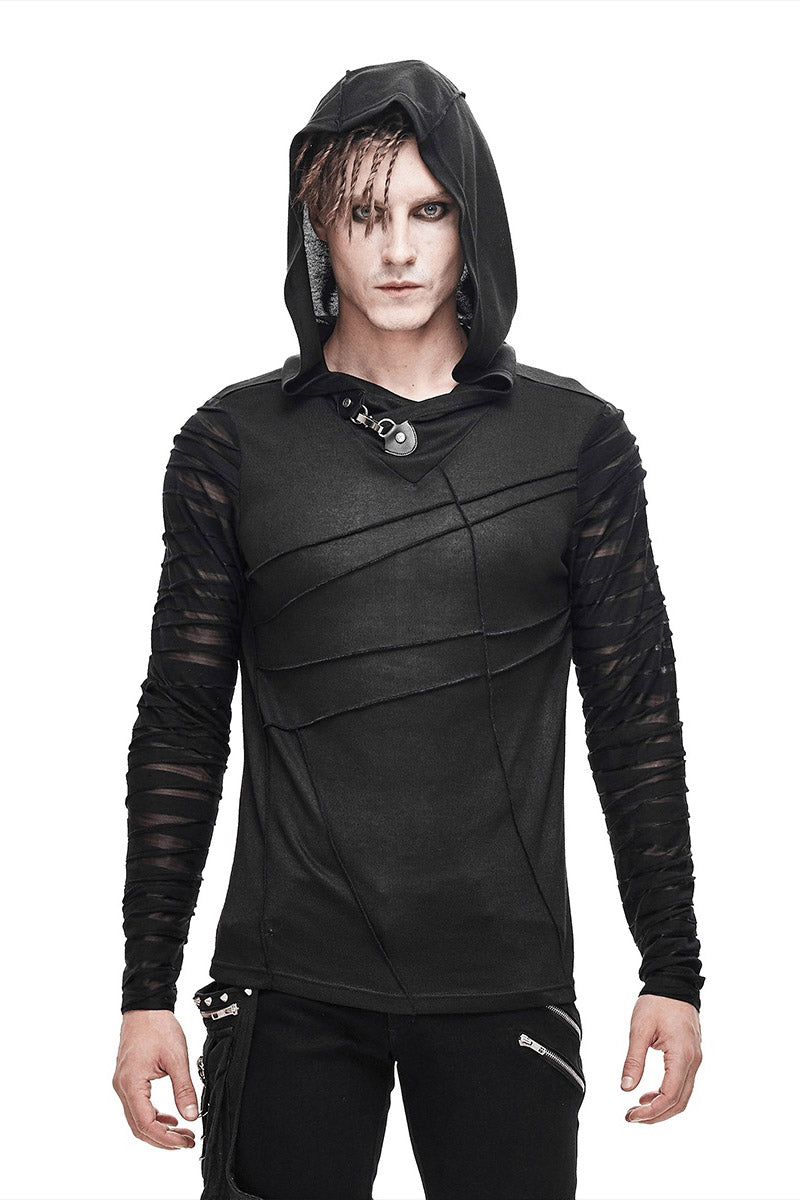 grunge long sleeve shredded shirt for men