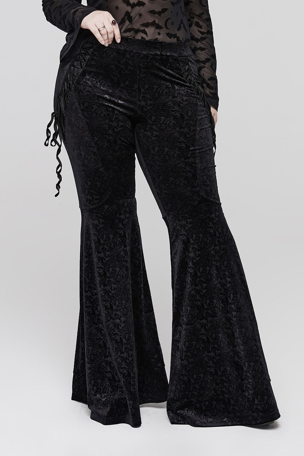 Black Vamp Velvet Flares - womens bottoms - VampireFreaks - Punk Rave