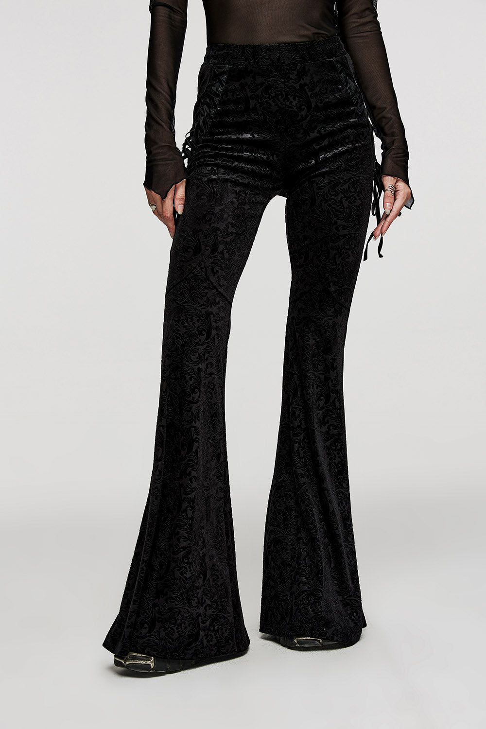 Black Vamp Velvet Flares - womens bottoms - VampireFreaks - Punk Rave