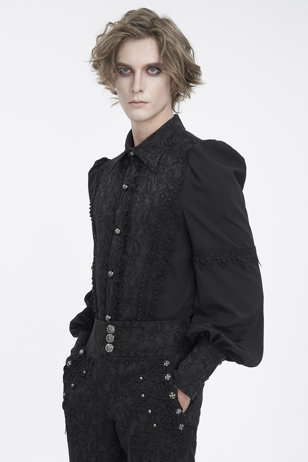 gothic mens damask button-up shirt 