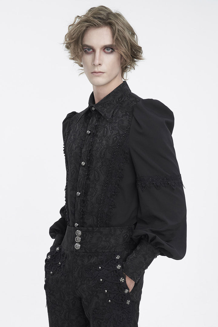 gothic mens damask button-up shirt 