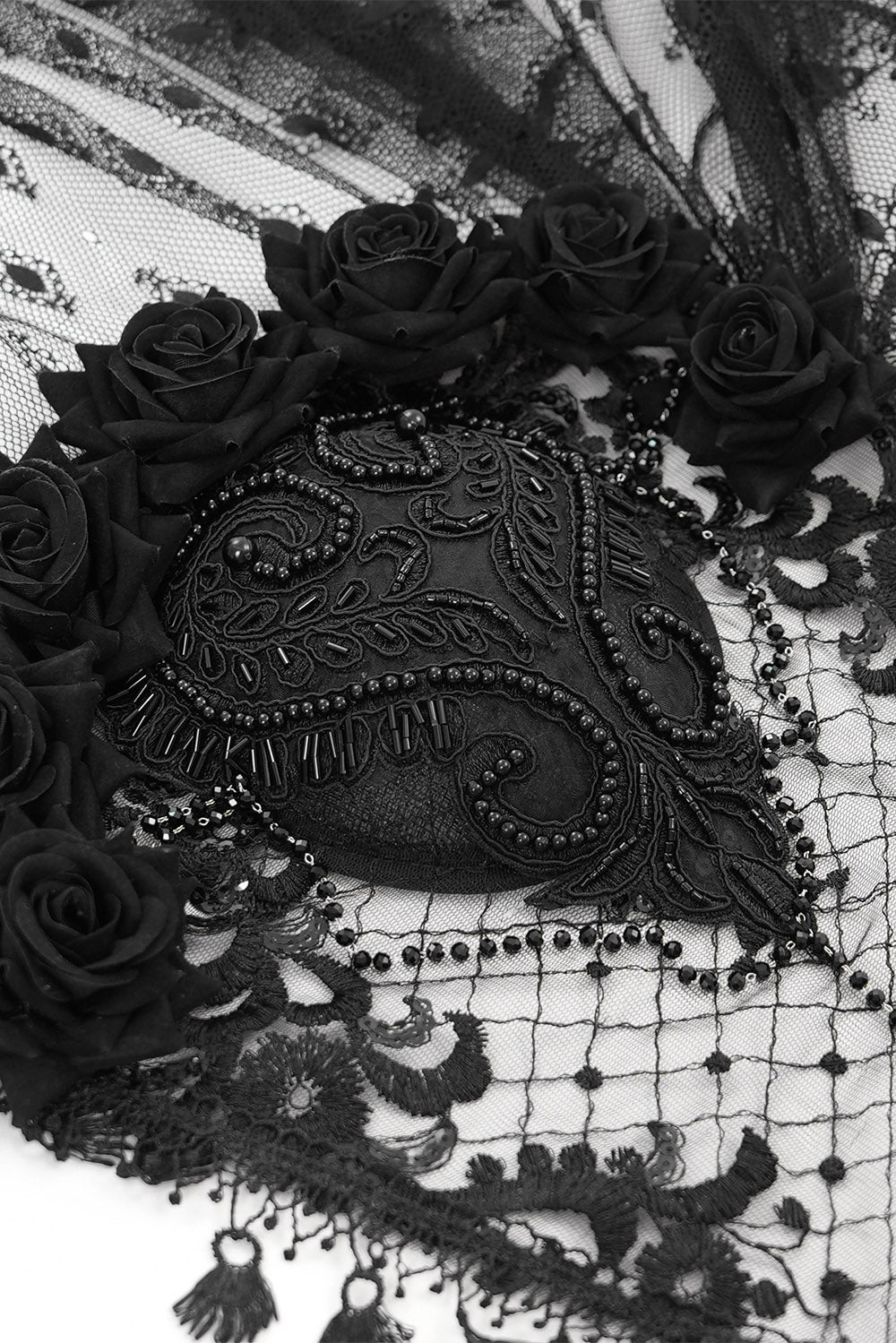 beaded gothic wedding veil
