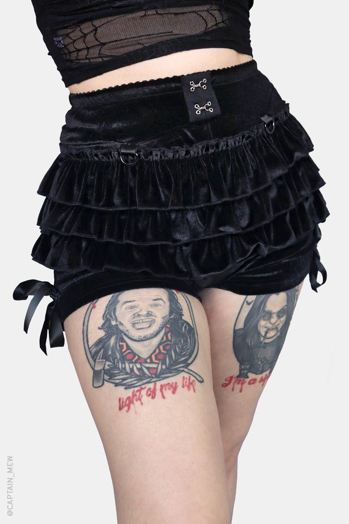 Black Velvet Rosemary Bloomers - womens bottoms - VampireFreaks - Forest Ink