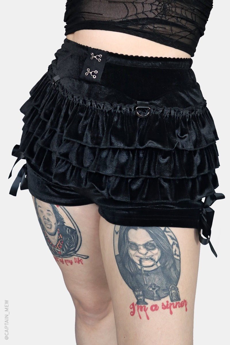 Black Velvet Rosemary Bloomers - womens bottoms - VampireFreaks - Forest Ink