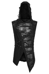 punk vest for men with shredded mesh texture for an edgy aesthetic