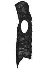 street punk emo mens vest with lace-up detailing and hood