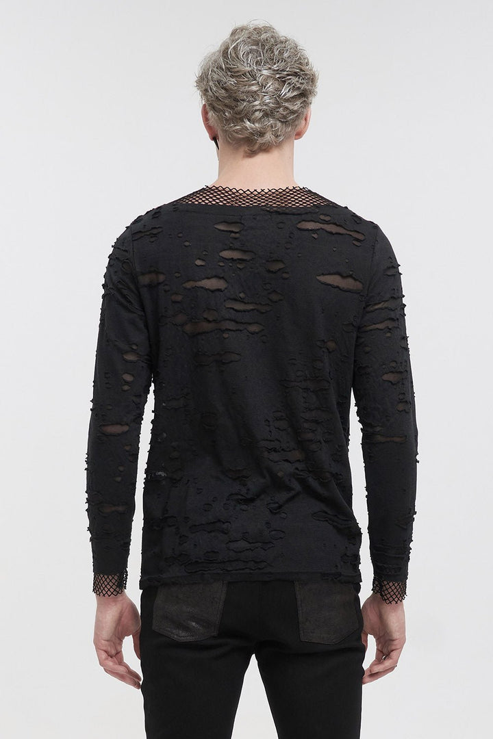 Black Whiskey Distressed Top - mens tops - VampireFreaks - Devil Fashion