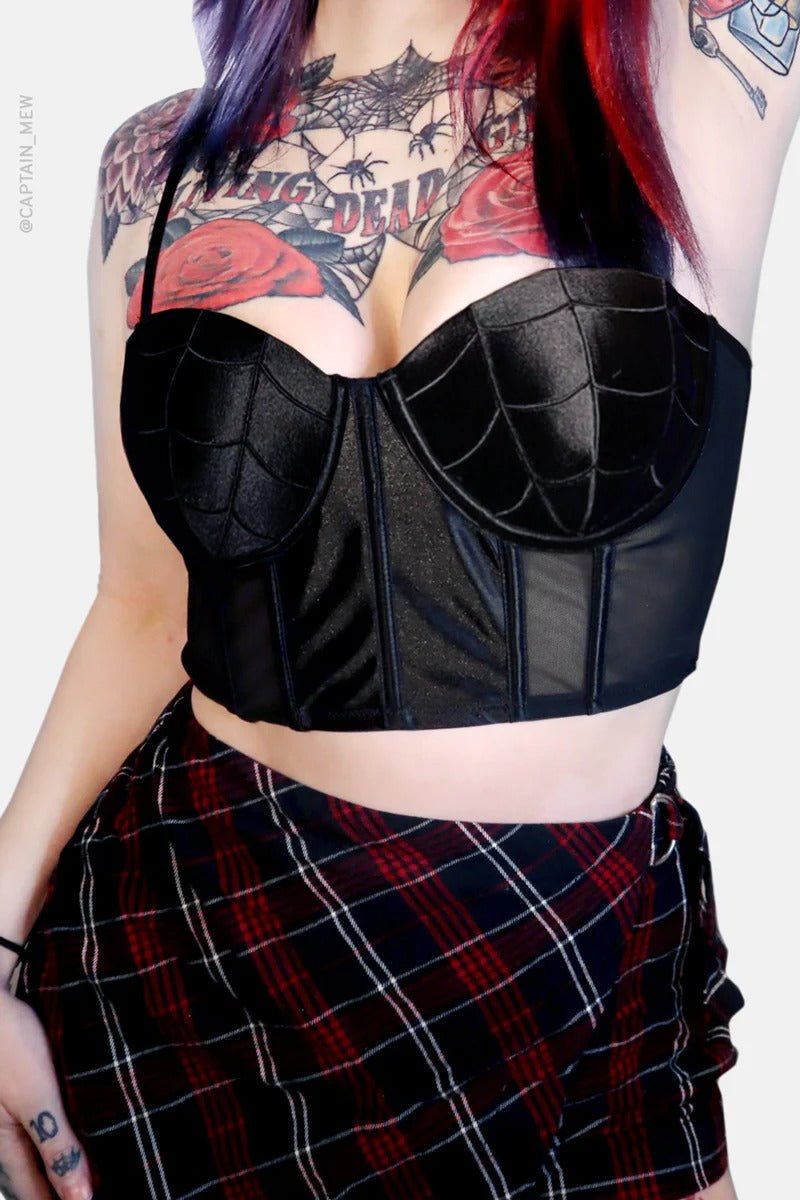 Black Widow Corset Top - womens tops - VampireFreaks - Forest Ink