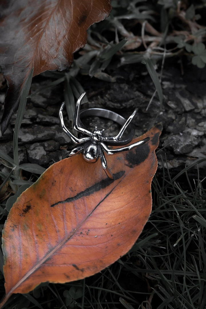 3D silver spider ring