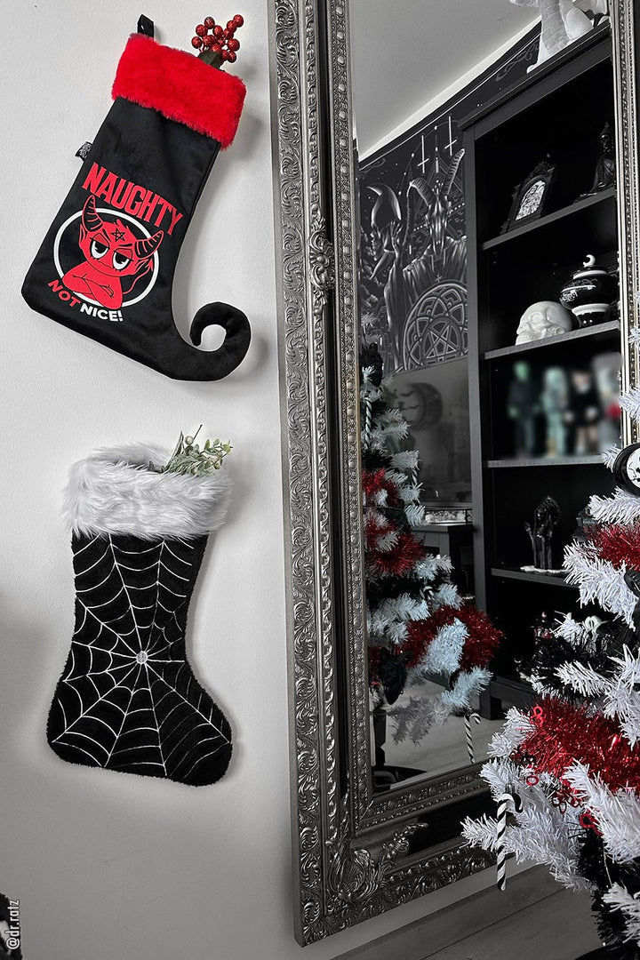 Black Widow Spiderweb Xmas Stocking - housewares - VampireFreaks - VampireFreaks