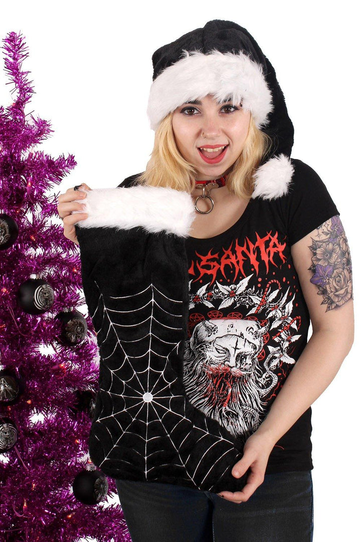 Black Widow Spiderweb Xmas Stocking - housewares - VampireFreaks - VampireFreaks