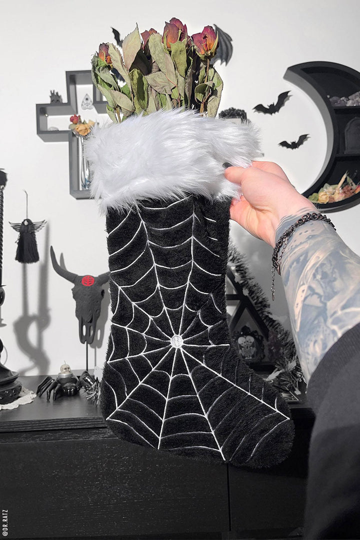 Black Widow Spiderweb Xmas Stocking - housewares - VampireFreaks - VampireFreaks