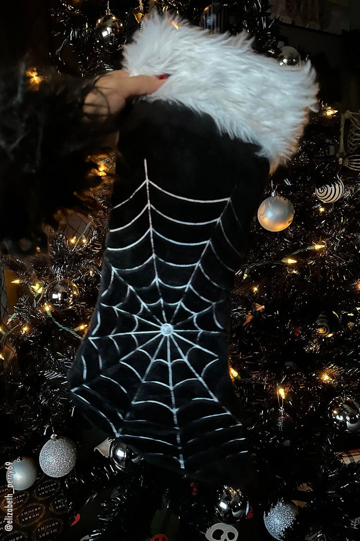 Black Widow Spiderweb Xmas Stocking - housewares - VampireFreaks - VampireFreaks