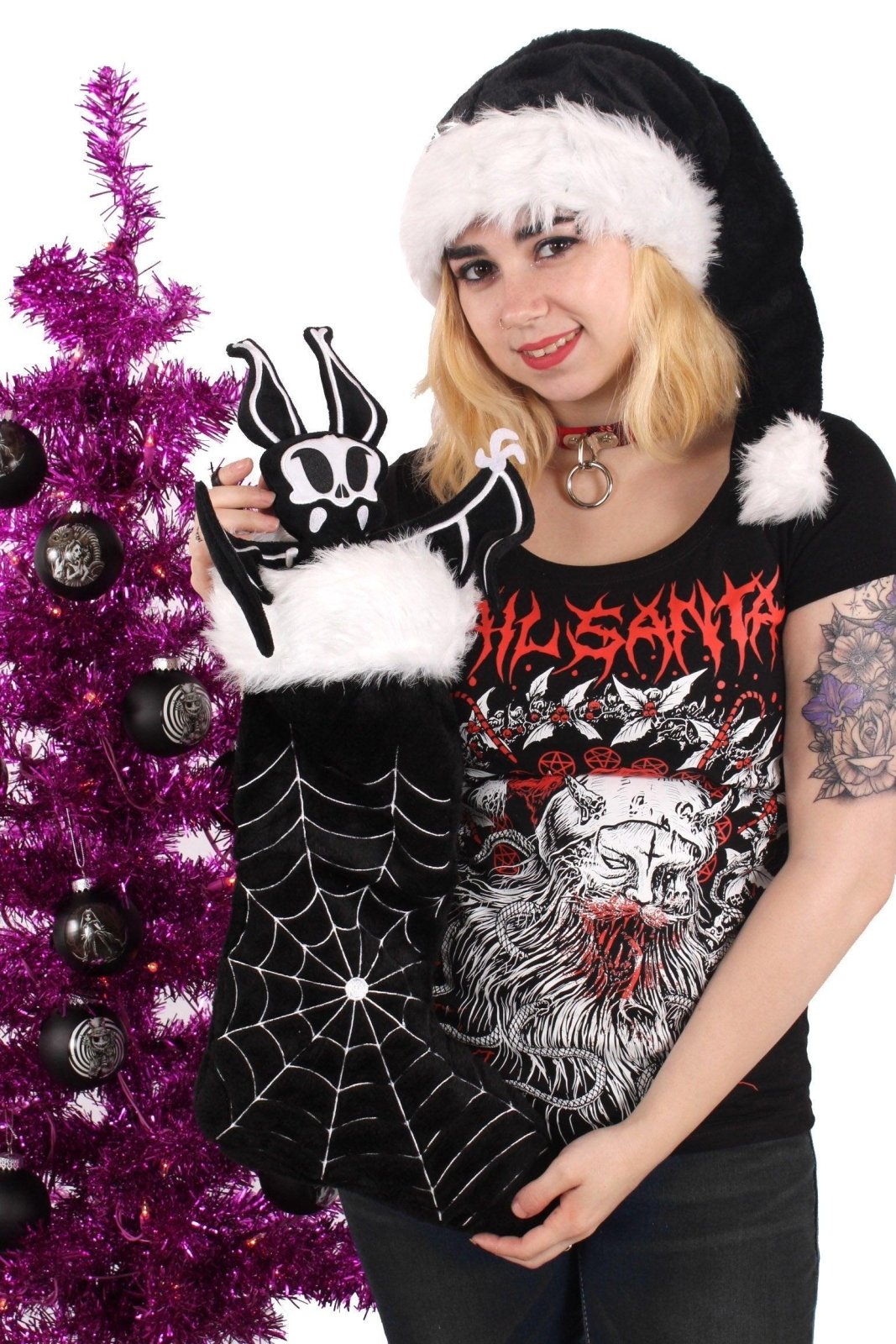 Black Widow Spiderweb Xmas Stocking - housewares - VampireFreaks - VampireFreaks