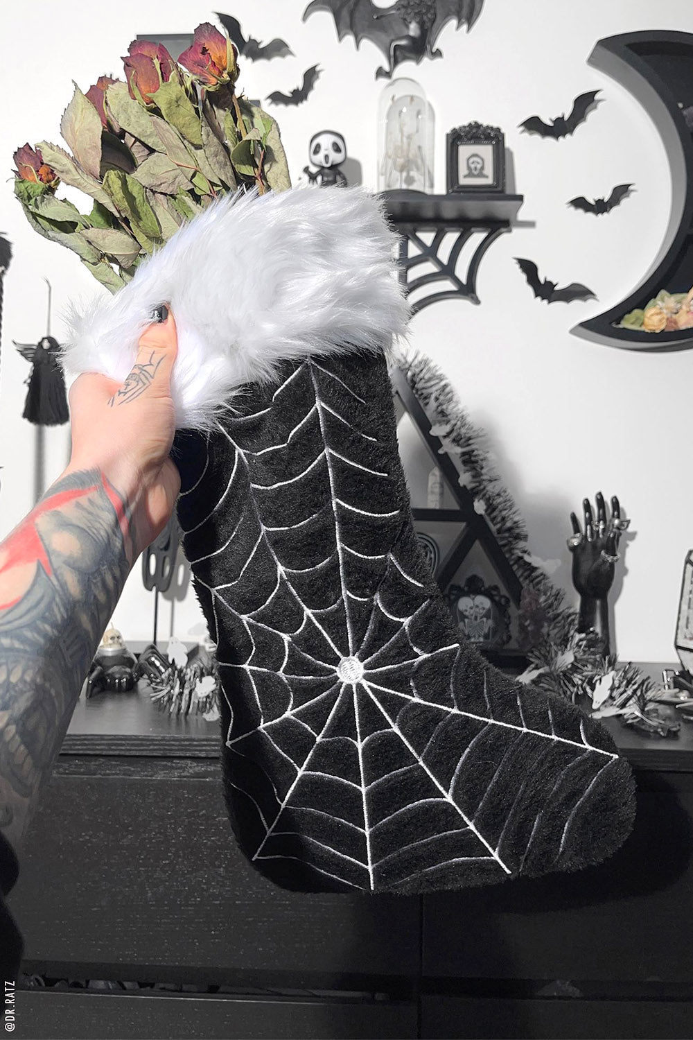 Black Widow Spiderweb Xmas Stocking - housewares - VampireFreaks - VampireFreaks