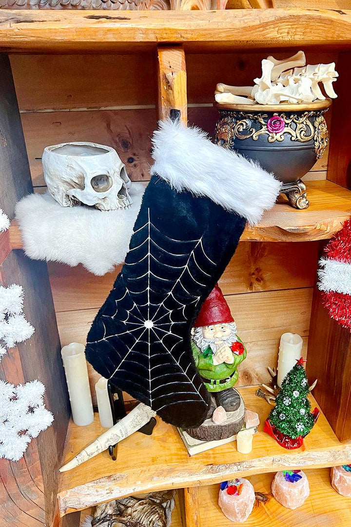 Black Widow Spiderweb Xmas Stocking - housewares - VampireFreaks - VampireFreaks