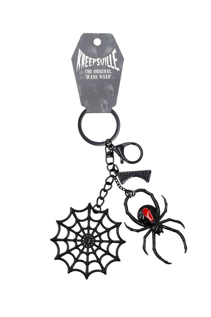 Black Widow Web Charm Keychain - jewelry - VampireFreaks - Kreepsville