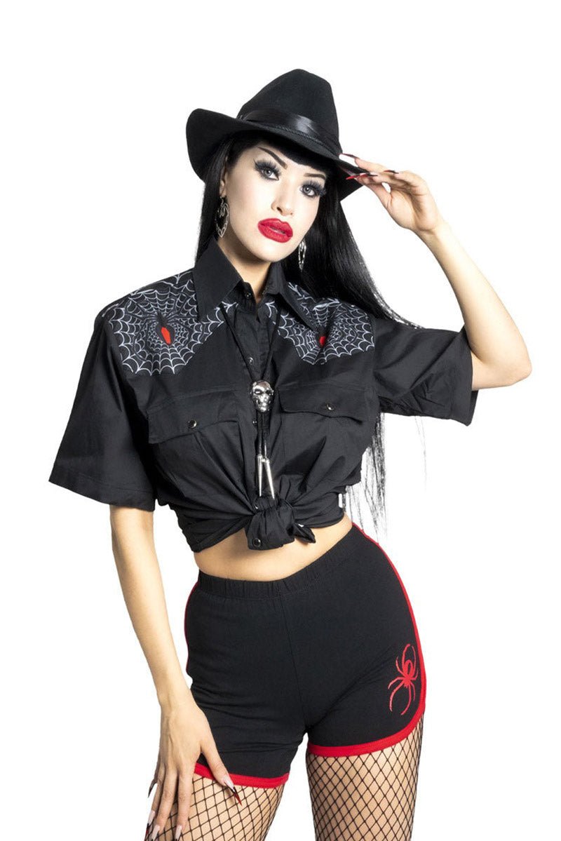 Black Widow Western Shirt - mens tops - VampireFreaks - Kreepsville