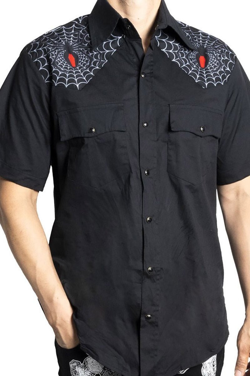 Black Widow Western Shirt - mens tops - VampireFreaks - Kreepsville