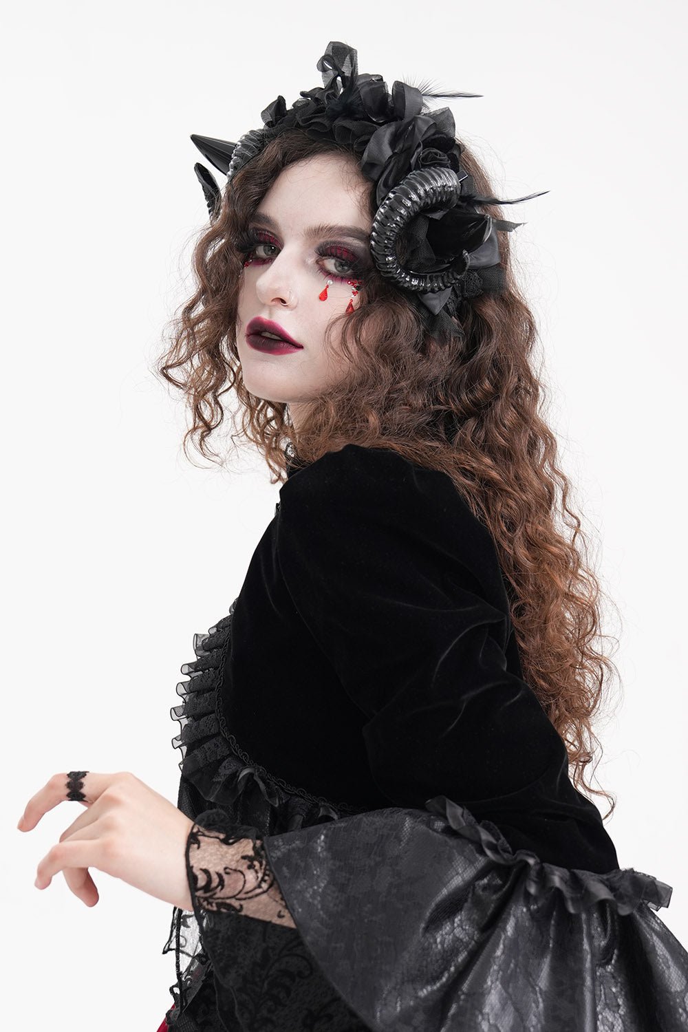 Black Witch Horned Headband - hats & scarves & headwear - VampireFreaks - Devil Fashion