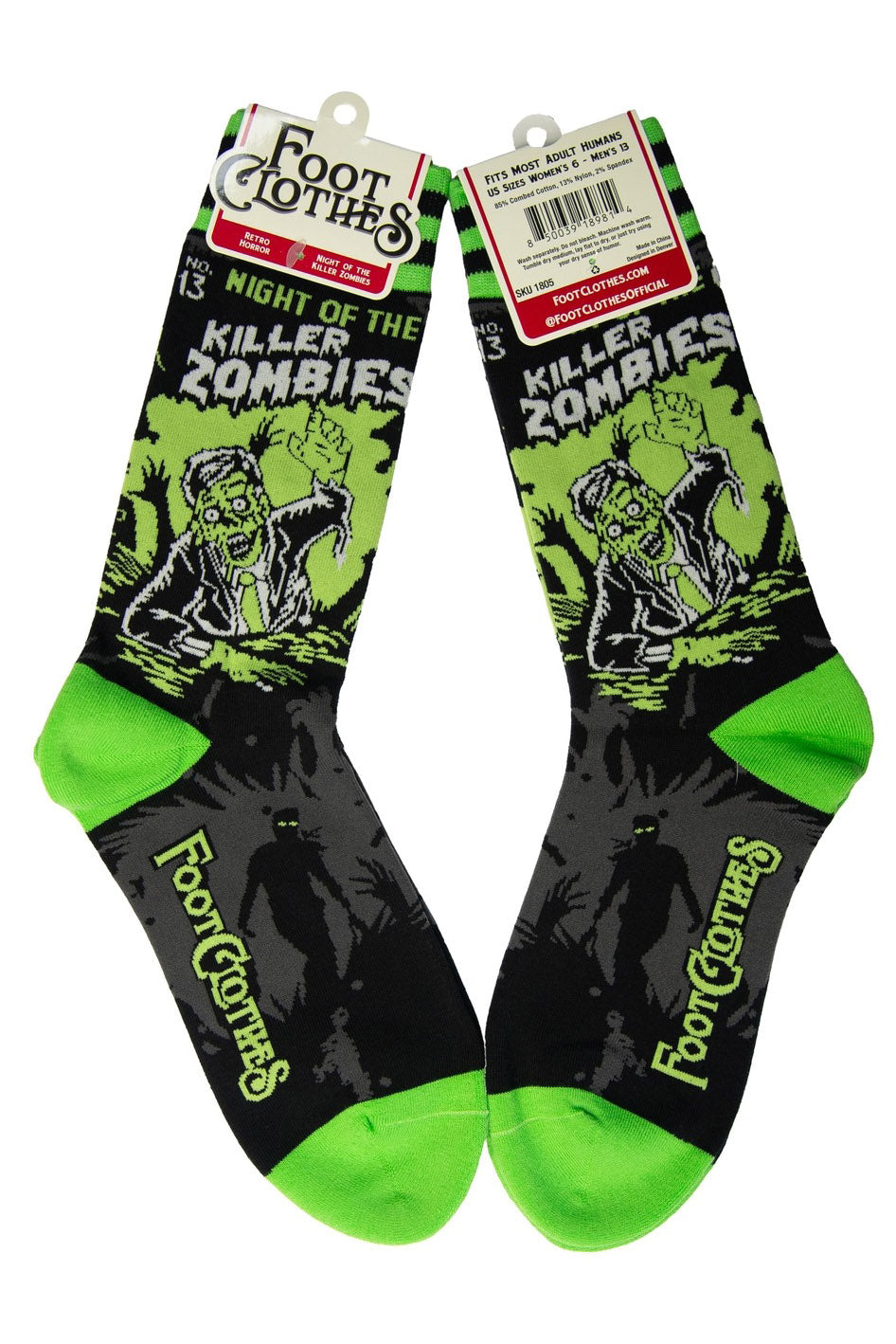 knitted horror b-movie zombie socks
