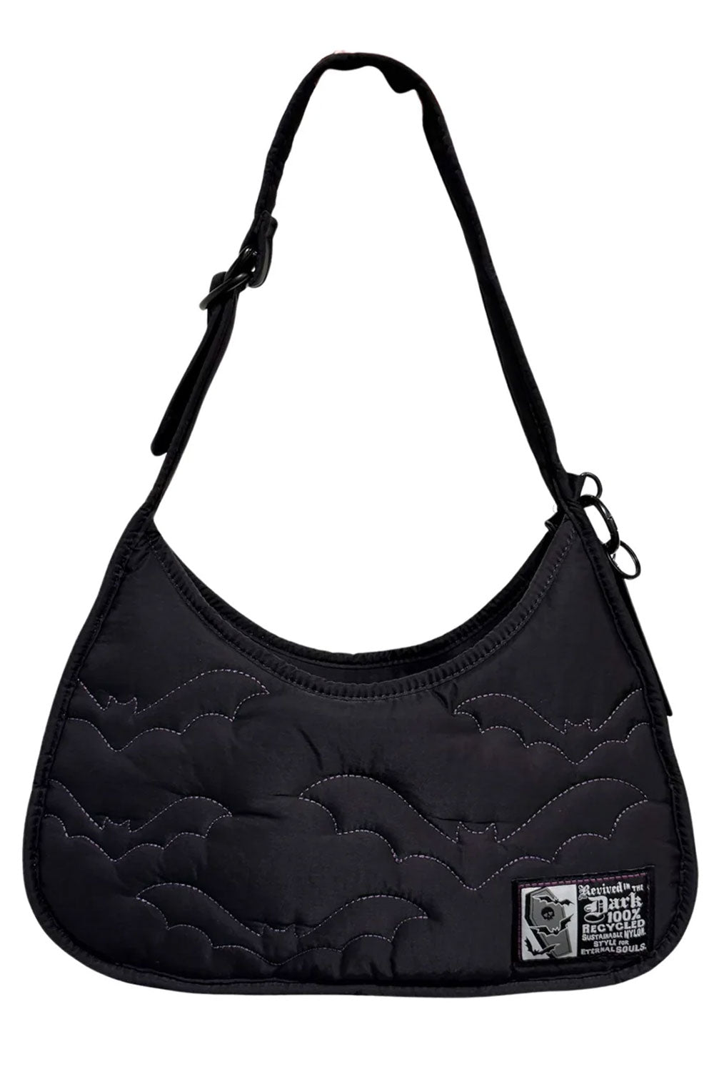 Wicked Misfit Purple Bats Recycled Nylon Shoulder Bag