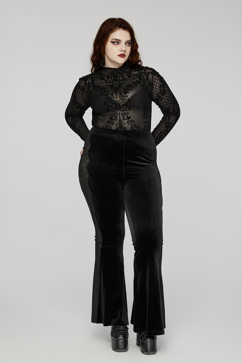 Plus size velvet flare fashion pants