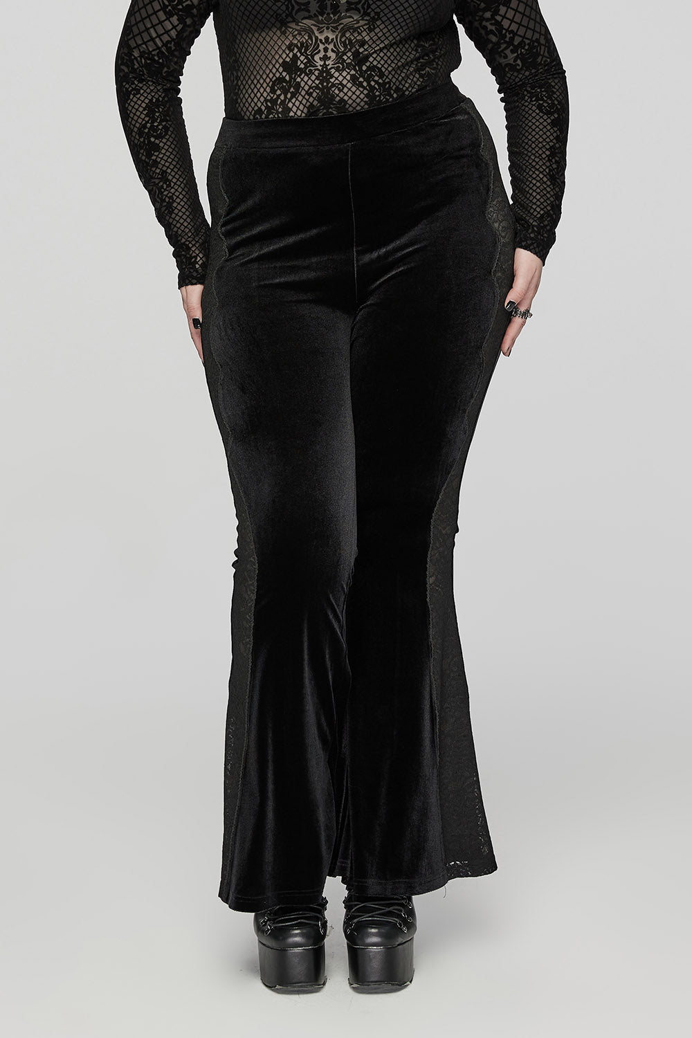 Blairwitch Black Velvet Bell Bottoms [Plus Size] - womens bottoms - VampireFreaks - Punk Rave