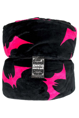 Luna Bats Full Size Blanket [BLACK/NEON PINK]