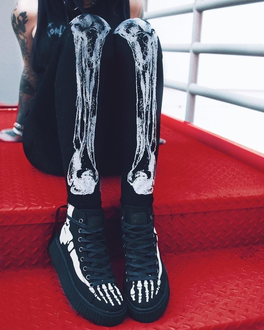 Bleached Bones High Tops [SNEEKER - 252 Sneakers] - mens shoes - VampireFreaks - Demonia