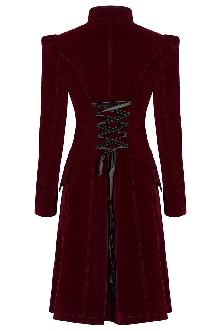 Bleeding Rose Velvet Coat [RED] - womens outerwear - VampireFreaks - Punk Rave