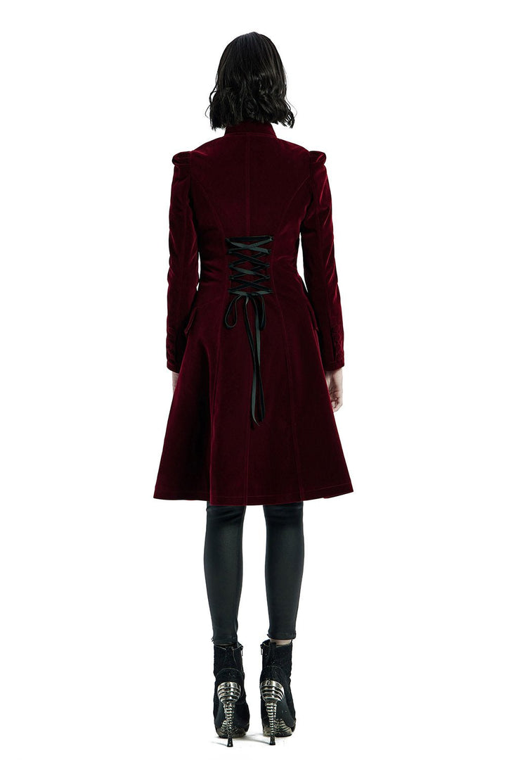 Bleeding Rose Velvet Coat [RED] - womens outerwear - VampireFreaks - Punk Rave