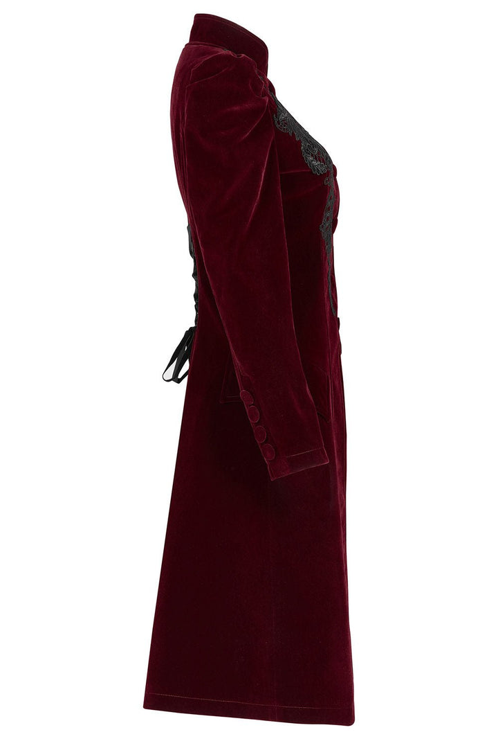 Bleeding Rose Velvet Coat [RED] - womens outerwear - VampireFreaks - Punk Rave