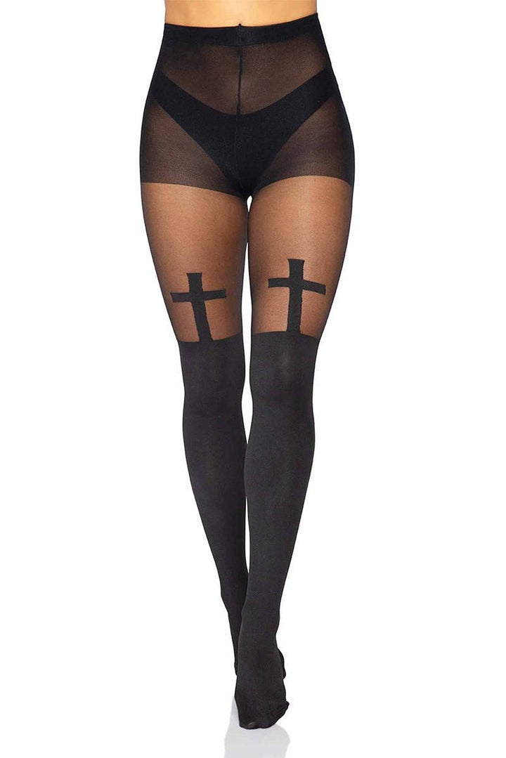 Bless Me Cross Tights - socks & stockings - VampireFreaks - Leg Avenue