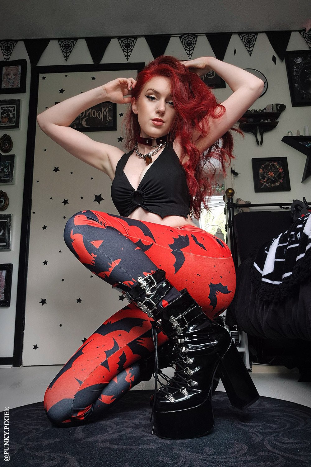 Blood Bat Pocket Leggings - womens bottoms - VampireFreaks - VampireFreaks