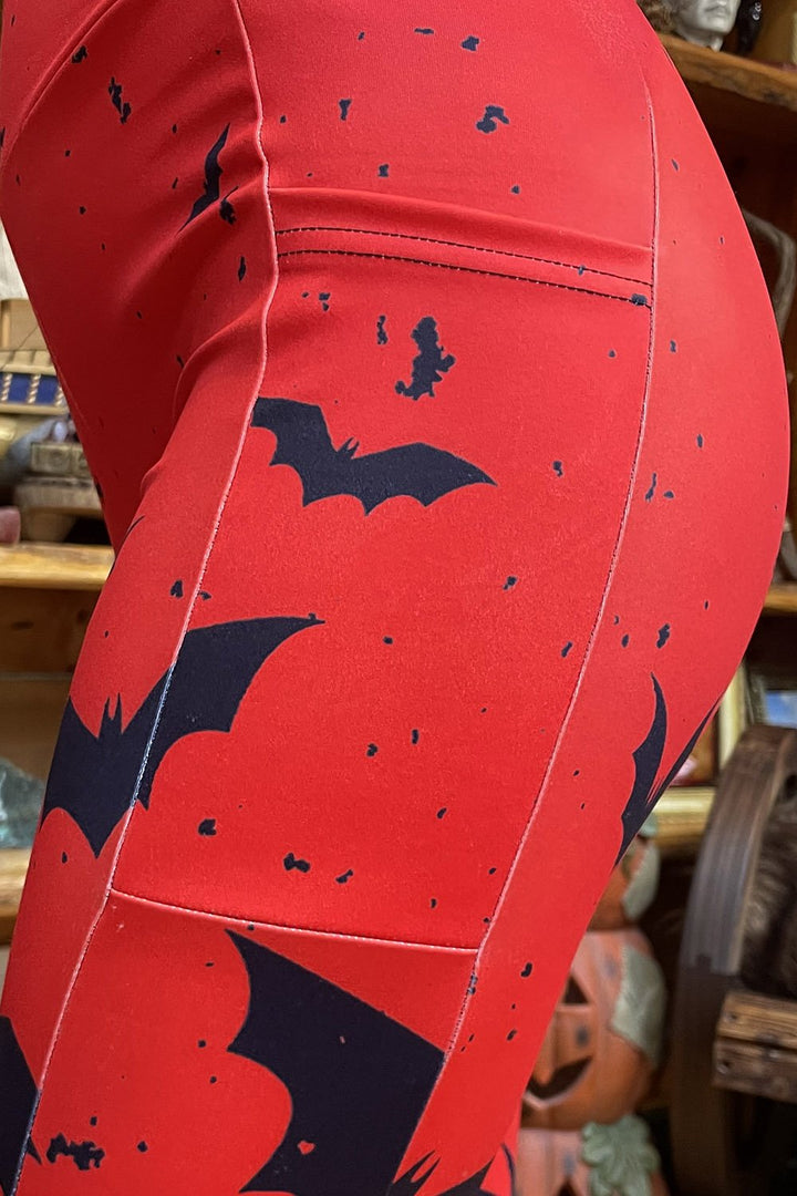 Blood Bat Pocket Leggings - womens bottoms - VampireFreaks - VampireFreaks