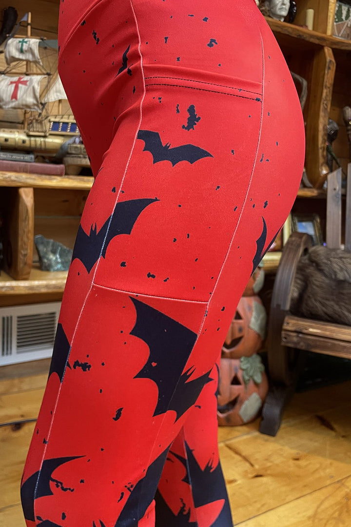 Blood Bat Pocket Leggings - womens bottoms - VampireFreaks - VampireFreaks