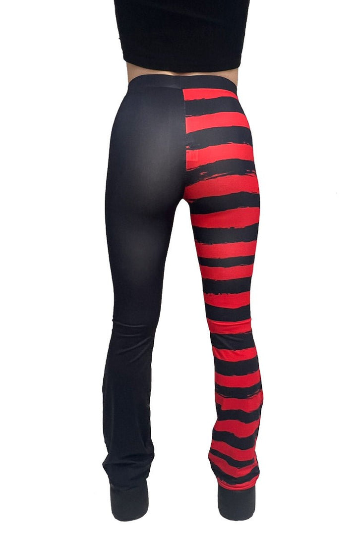 Blood Bat Striped Flares [BLACK/RED] - womens bottoms - VampireFreaks - VampireFreaks