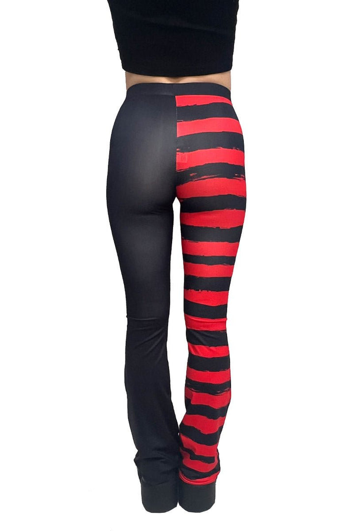 Blood Bat Striped Flares [BLACK/RED] - womens bottoms - VampireFreaks - VampireFreaks