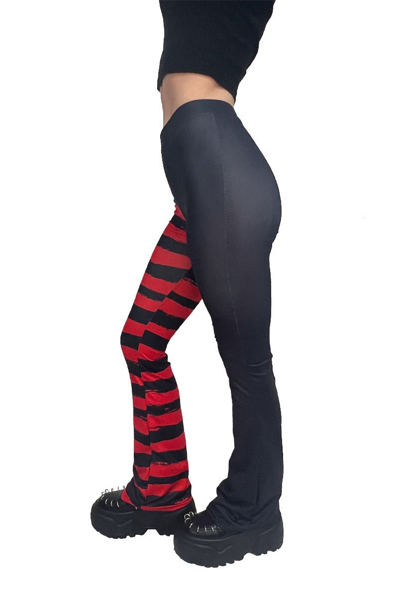 Blood Bat Striped Flares [BLACK/RED] - womens bottoms - VampireFreaks - VampireFreaks