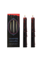 Vampire themed candles with a black box packaging on a white background
