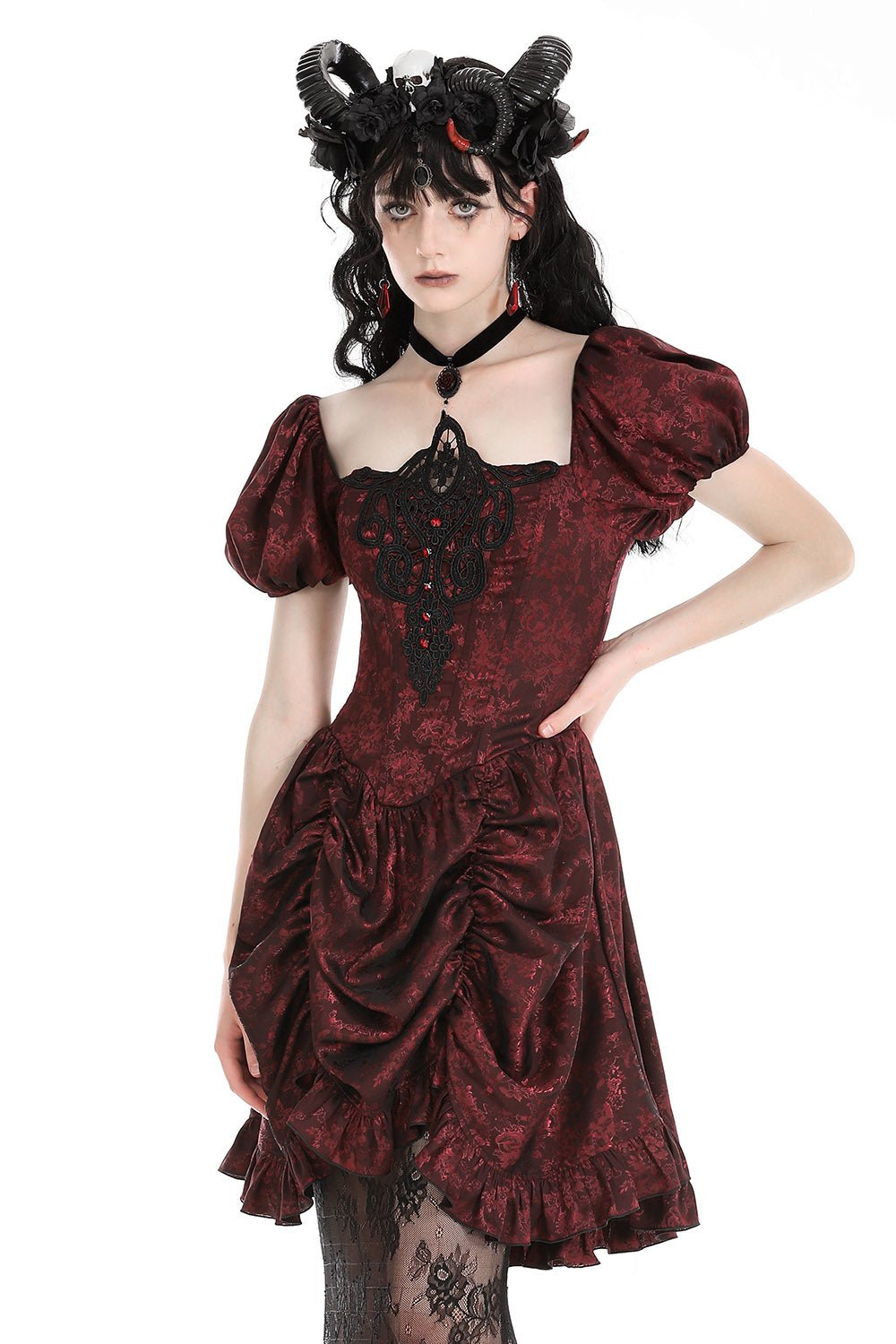 Blood Court Puffed Sleeve Gothic Dress - dresses - VampireFreaks - Dark In Love