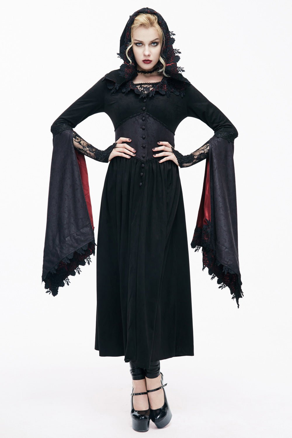 Blood Crimson Satin - Lined Cloak - womens outerwear - VampireFreaks - Devil Fashion