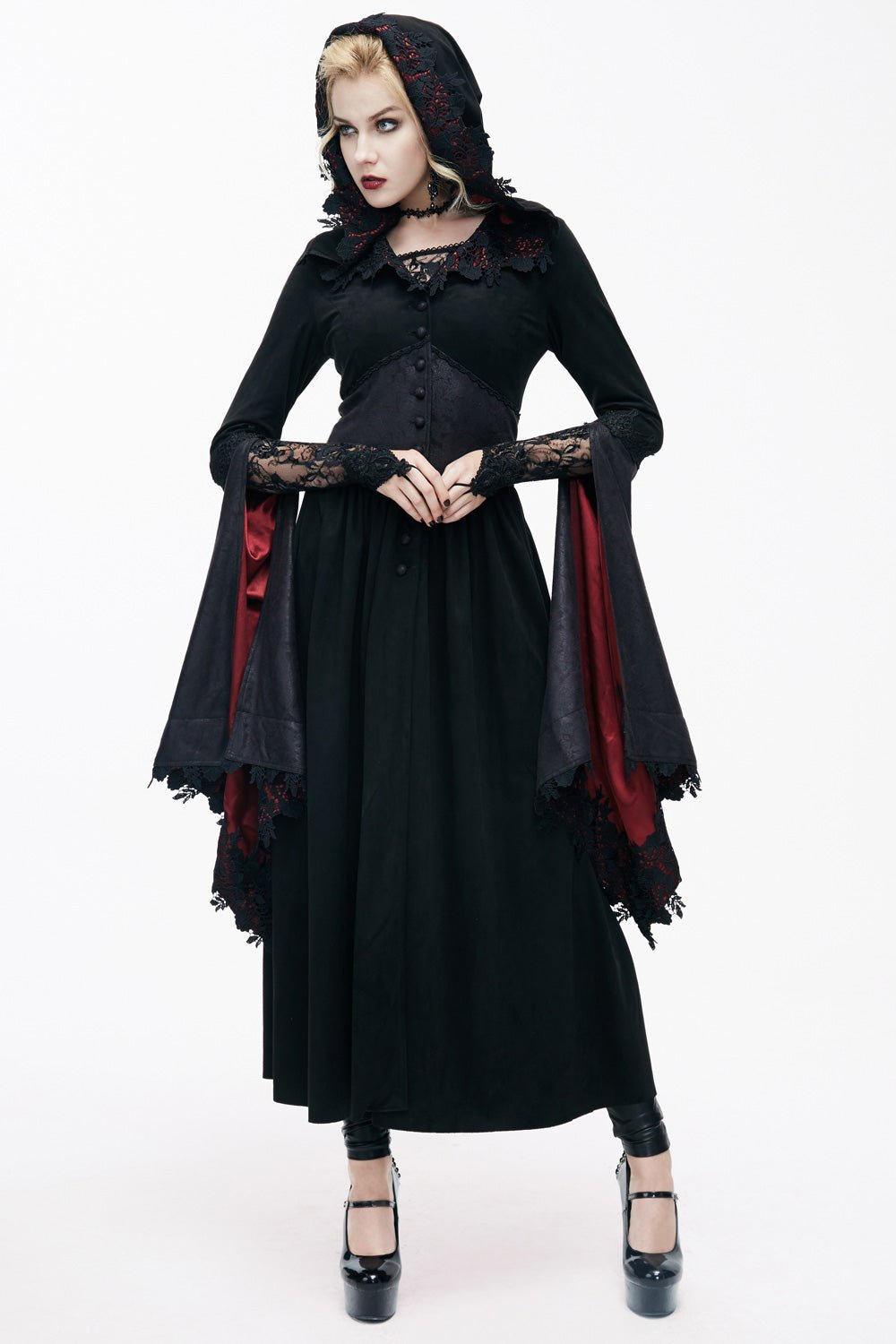 Blood Crimson Satin - Lined Cloak - womens outerwear - VampireFreaks - Devil Fashion