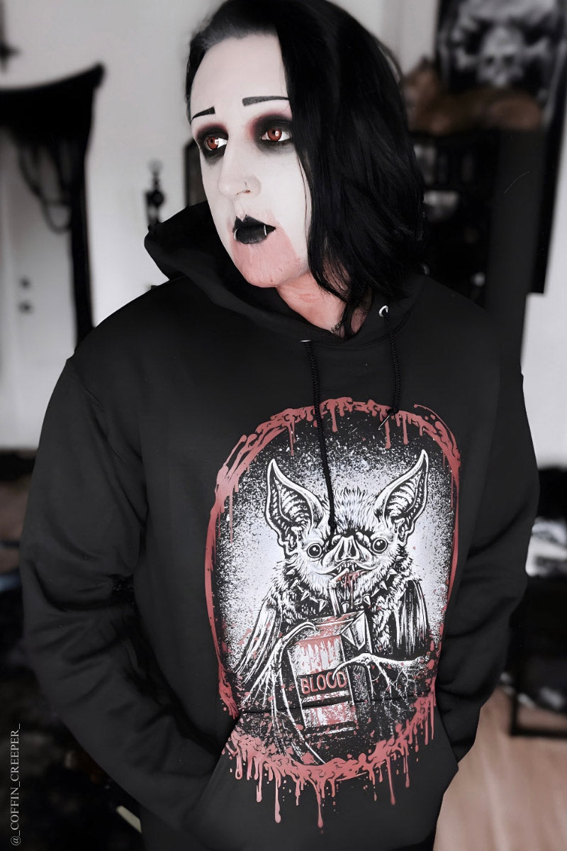mens Halloween bat blood drip hoodie 