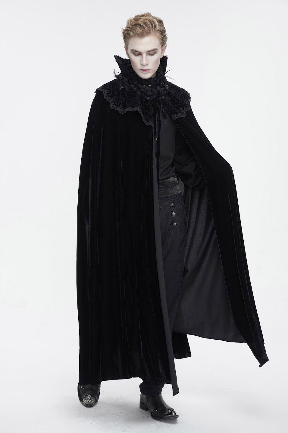 Blood House Black Velvet Cloak - mens outerwear - VampireFreaks - Devil Fashion