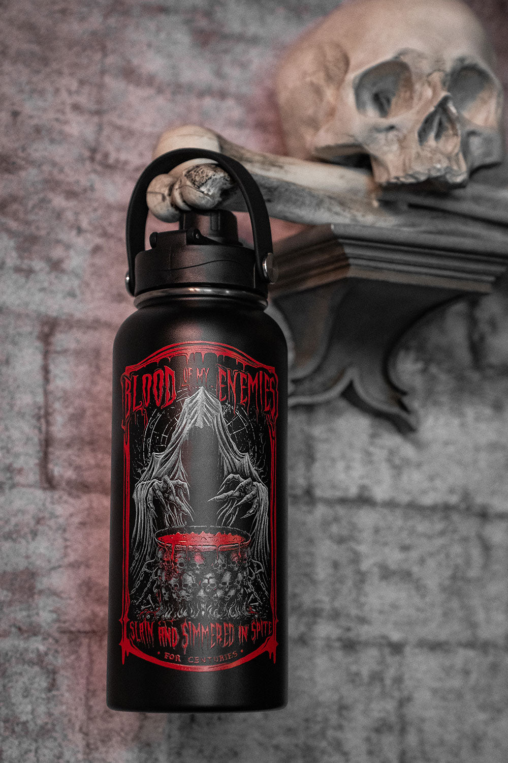 stainless steel grim reaper tumbler water bottle