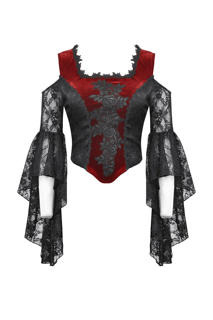 Blood Pact Embroidered Cold Shoulder Top - womens tops - VampireFreaks - Dark In Love