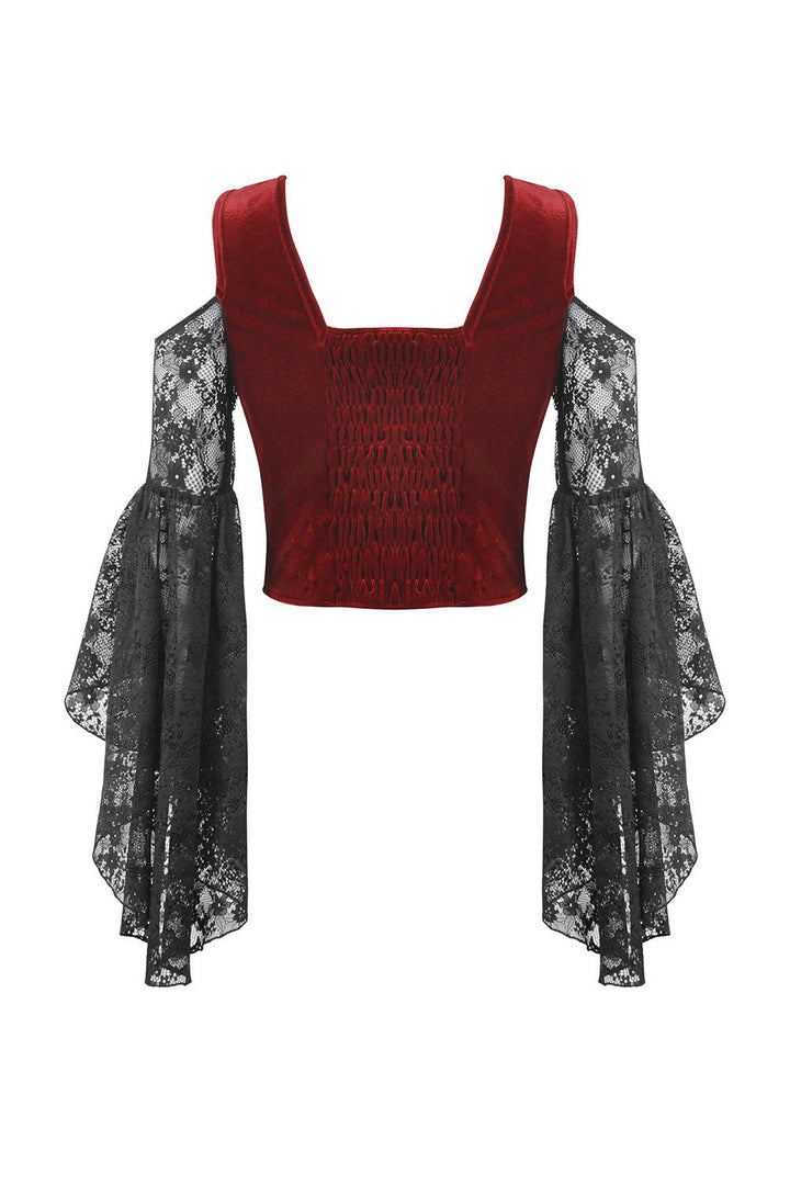 Blood Pact Embroidered Cold Shoulder Top - womens tops - VampireFreaks - Dark In Love