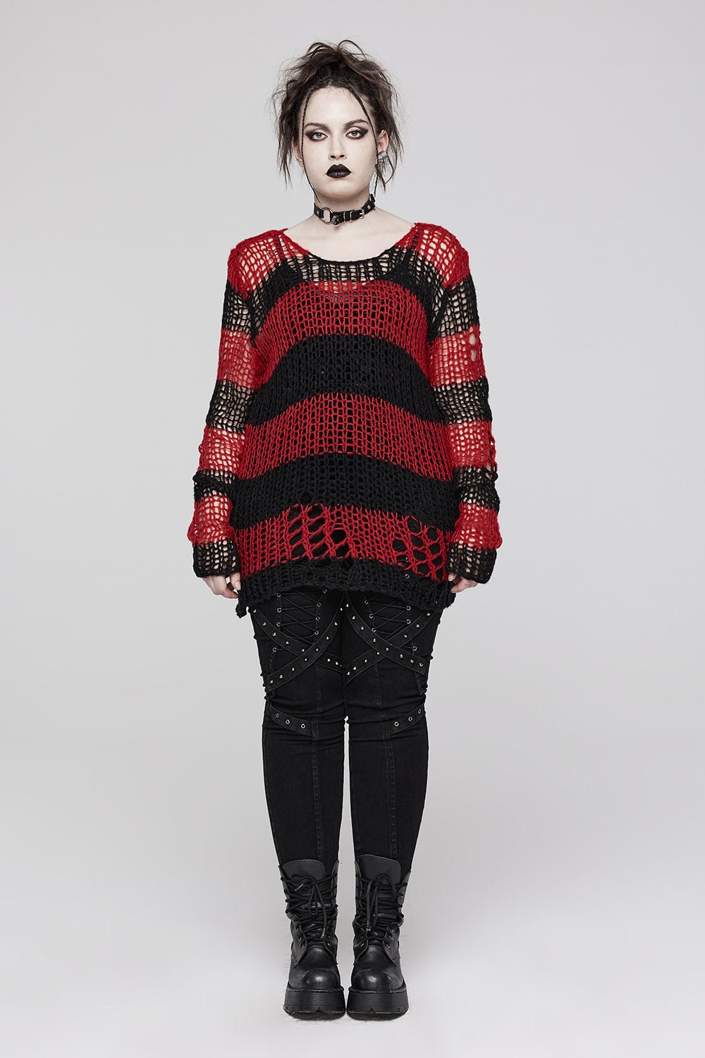 Blood Pact Striped Sweater [RED/BLACK] - mens outerwear - VampireFreaks - Punk Rave